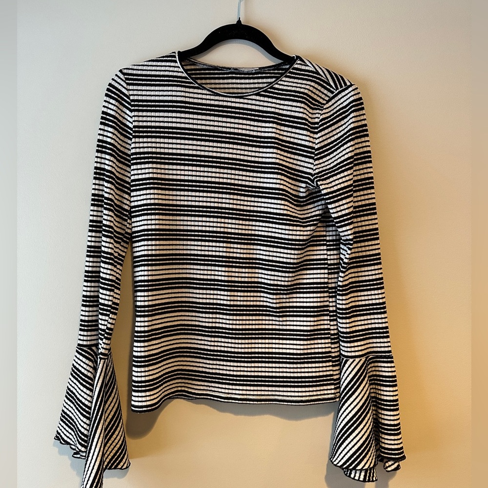 Zara Striped Bell Sleeve Top